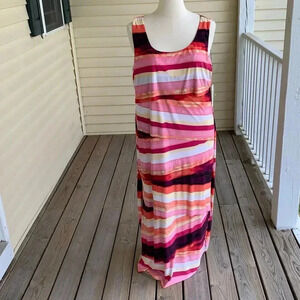 R&M Richards Woman Maxi Dress Shingle Tiered Pink Plus Size 22W 24W NWT  *read*